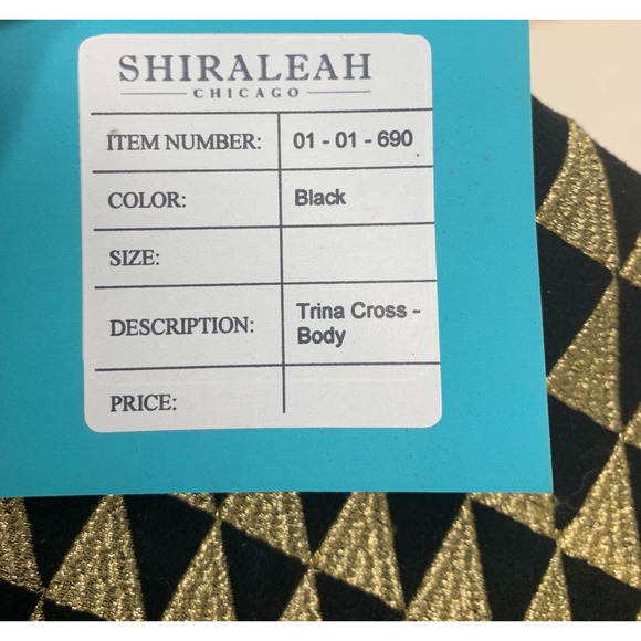 NEW Shiraleah Trina Black Gold Abstract Crossbody Envelope Bag Purse Chain Strap - Picture 4 of 8